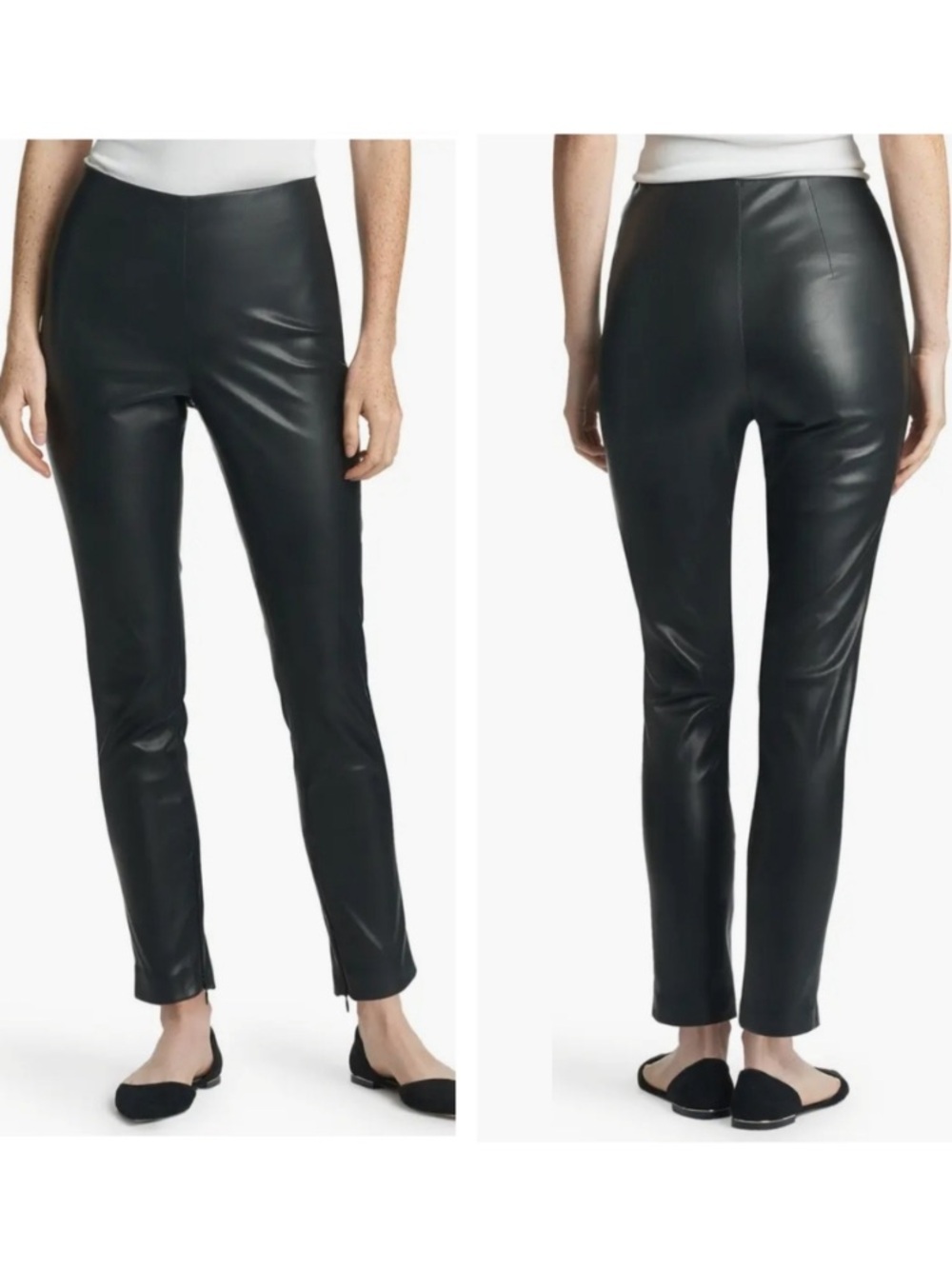 Sachin + Babi Meagan Vegan Faux Leather Pants, Black, US 8, Ankle Cuff Zip